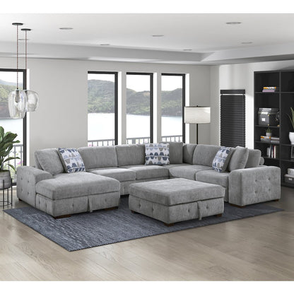 Lexicon Raife Chenille 5-Piece Sectional with Left Chaise in Gray