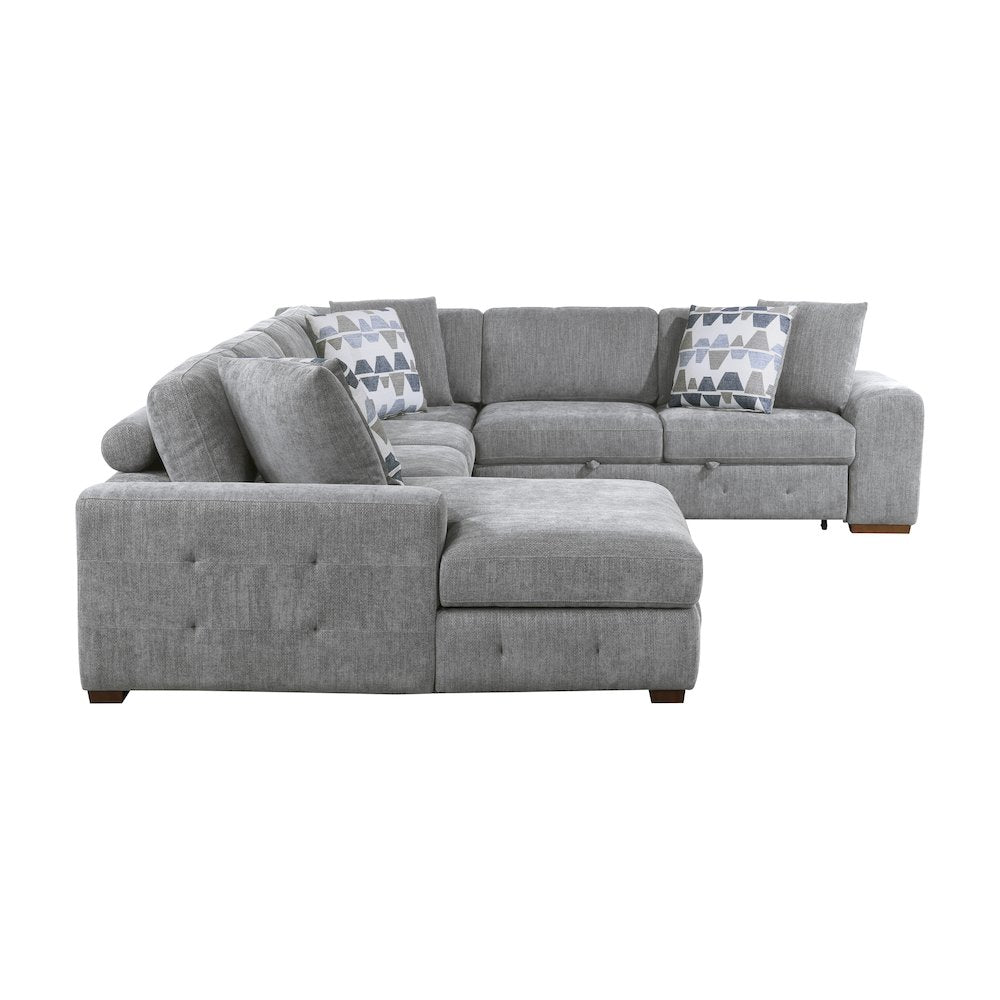 Lexicon Raife Chenille 5-Piece Sectional with Left Chaise in Gray