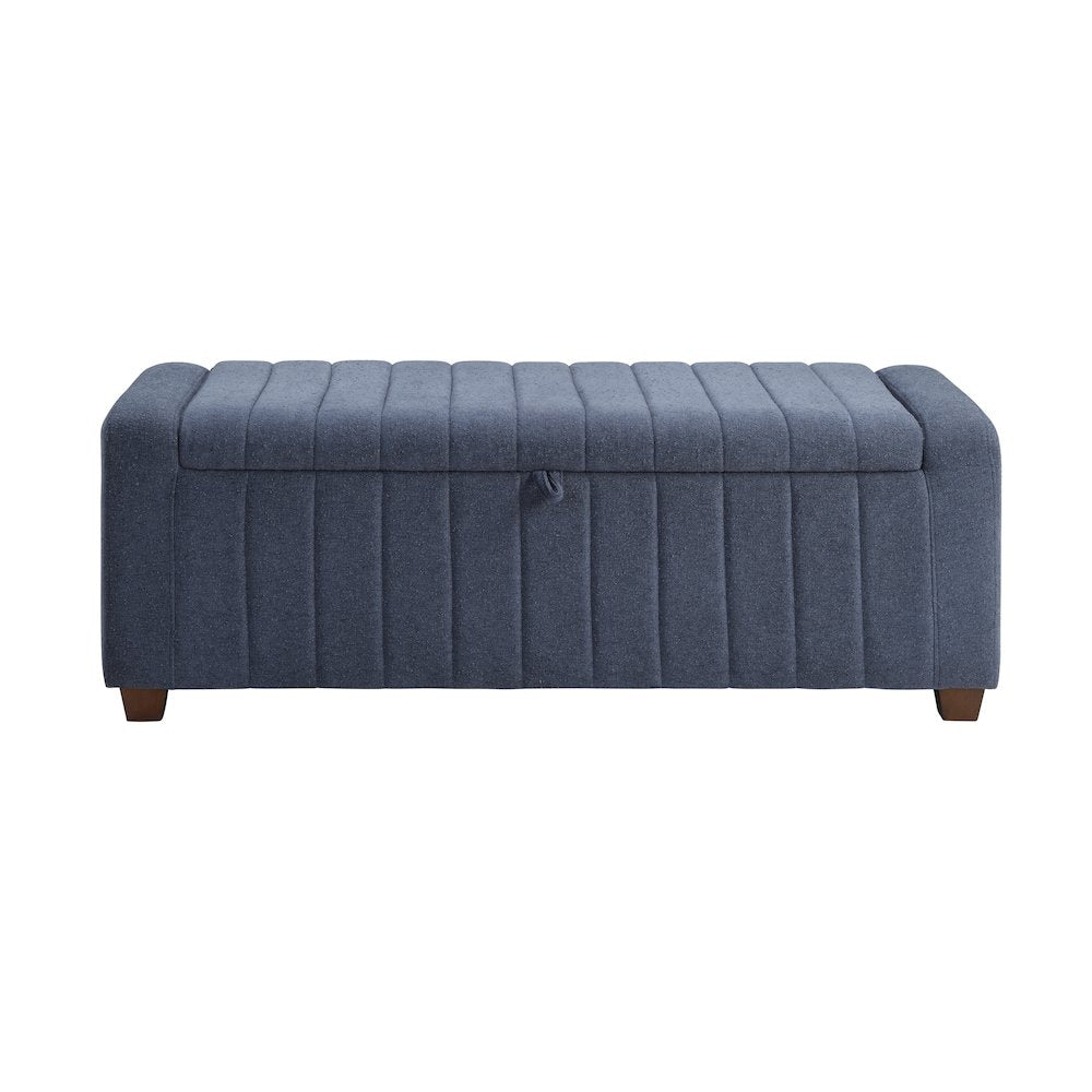 Derby Boucle Lift Top Storage Bench in Blue