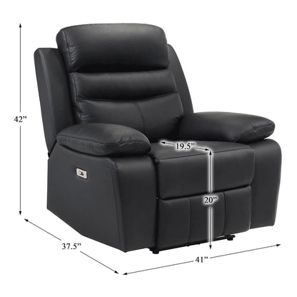Hancock Leather Power Reclining Chair In Black