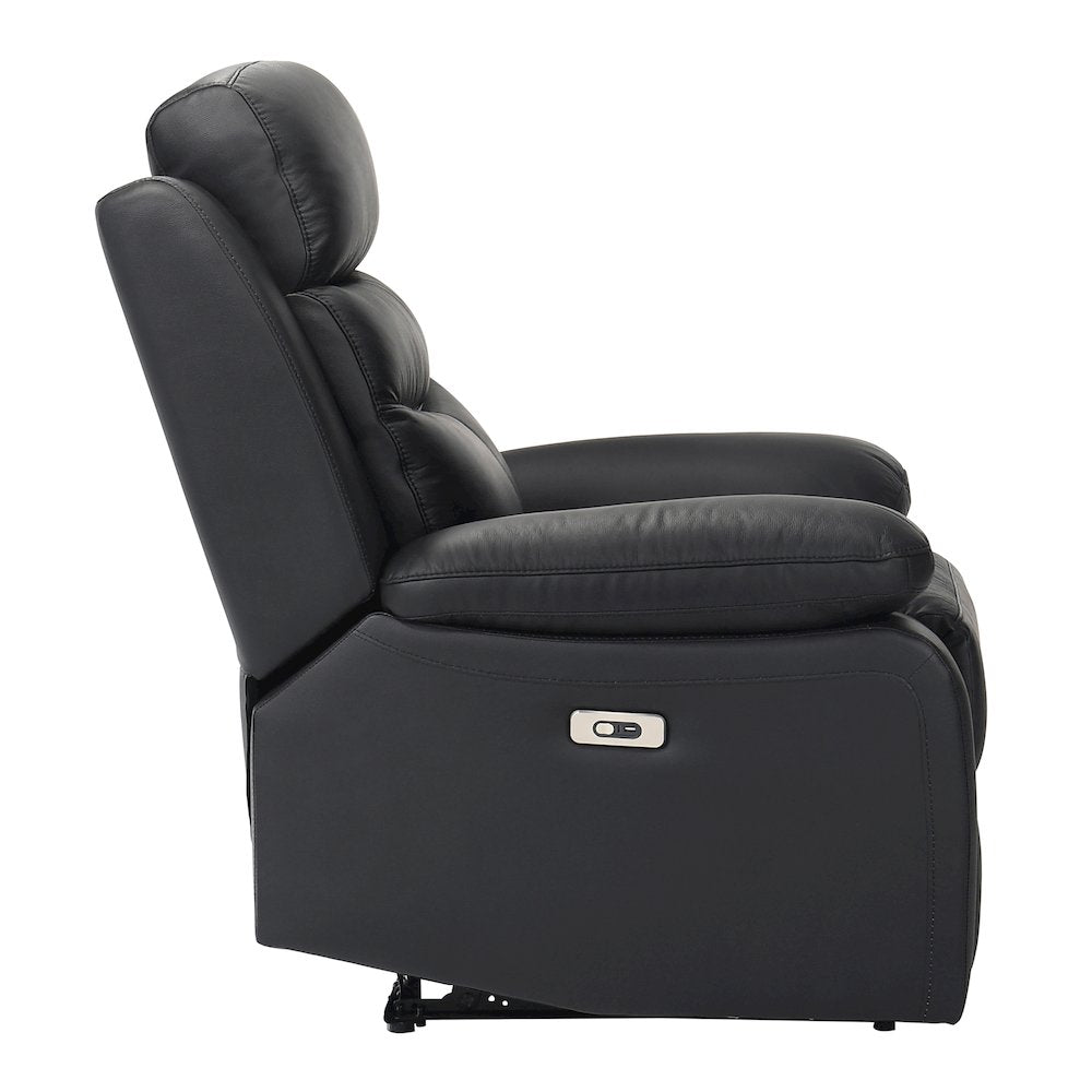Hancock Leather Power Reclining Chair In Black