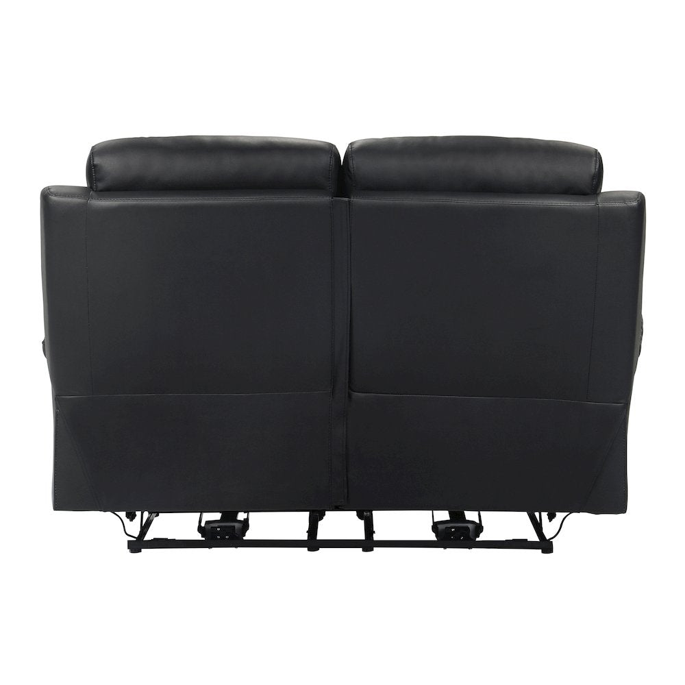 Hancock Leather Power Double Reclining Love Seat In Black