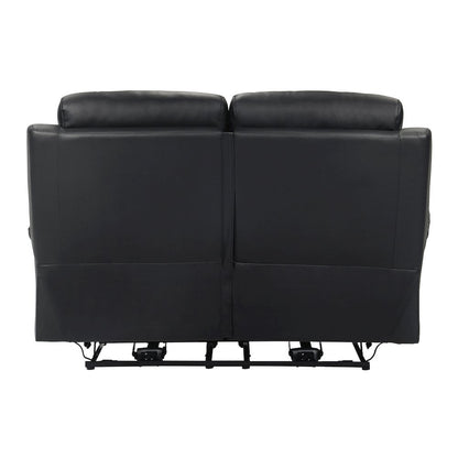 Hancock Leather Power Double Reclining Love Seat In Black