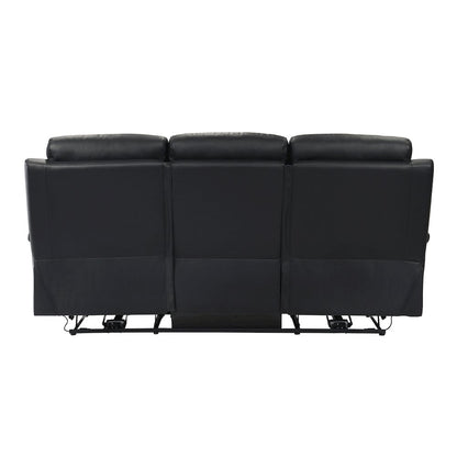 Hancock Leather Power Double Reclining Sofa In Black