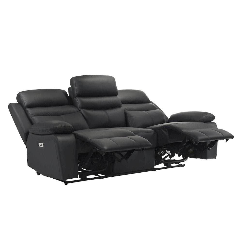 Hancock Leather Power Double Reclining Sofa In Black