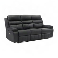Hancock Leather Power Double Reclining Sofa, Recliner Couch and Loveseat, Black