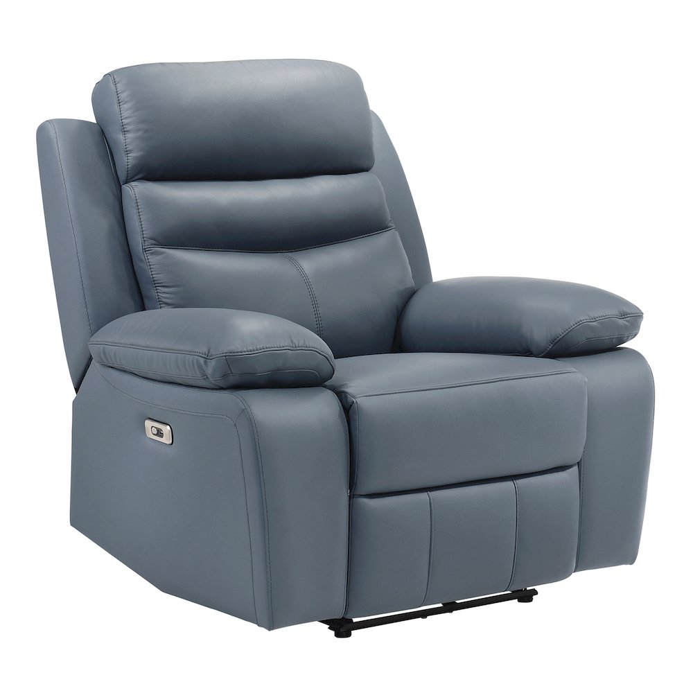 Hancock Leather Power Reclining Chair In Blue