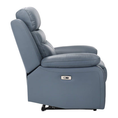 Hancock Leather Power Reclining Chair In Blue