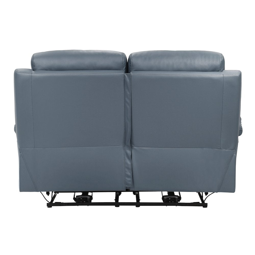 Hancock Leather Power Double Reclining Love Seat In Blue