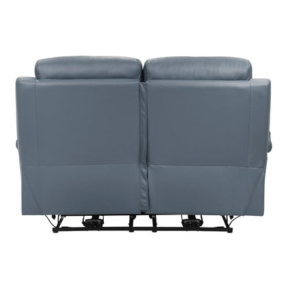 Hancock Leather Power Double Reclining Love Seat In Blue