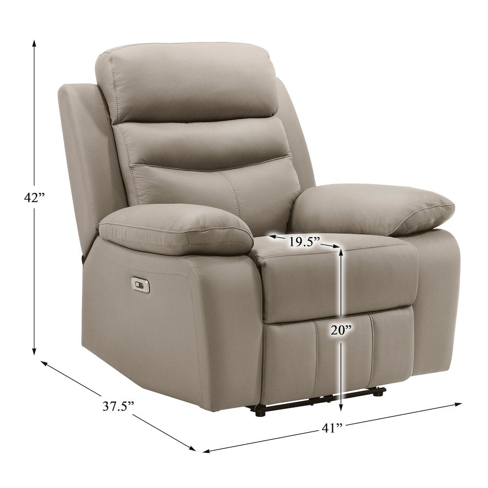 Hancock Leather Power Reclining Chair In Latte
