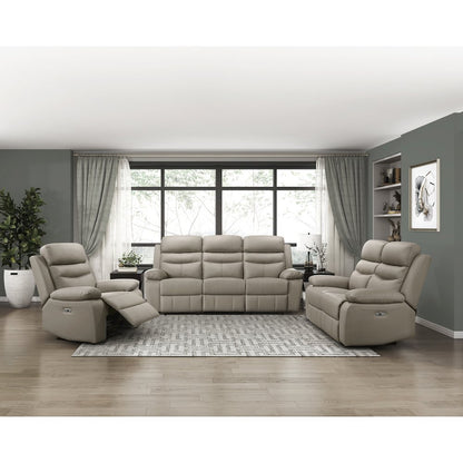 Hancock Leather Power Double Reclining Love Seat In Latte