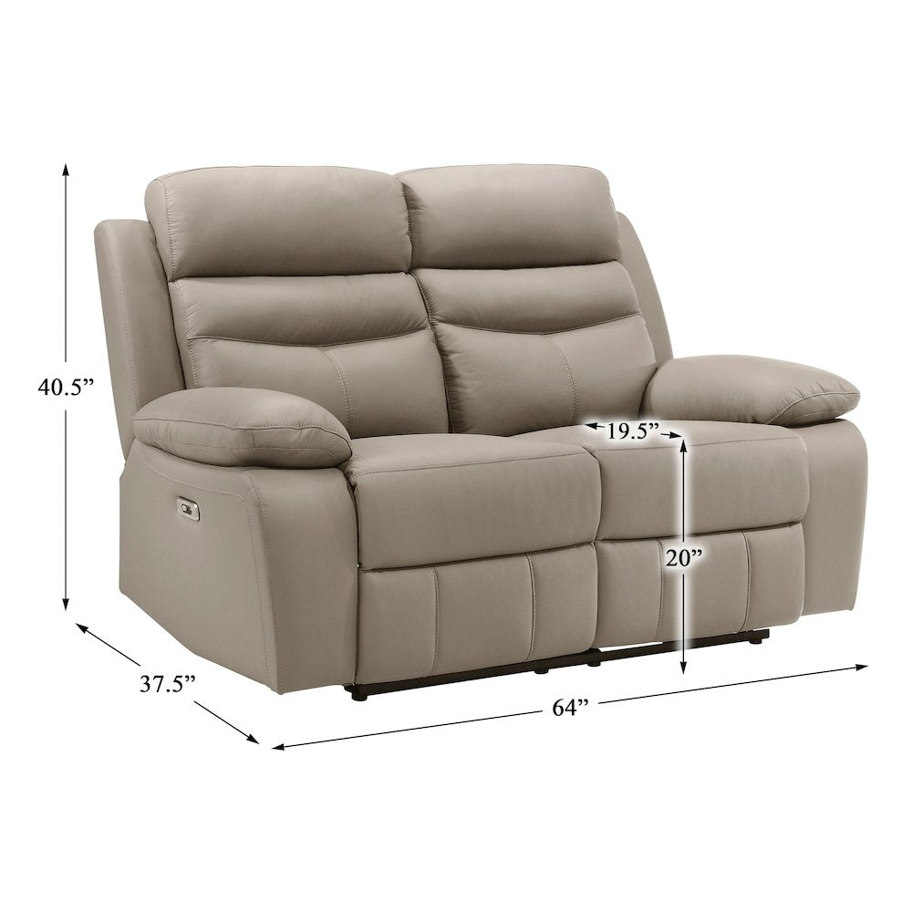 Hancock Leather Power Double Reclining Love Seat In Latte