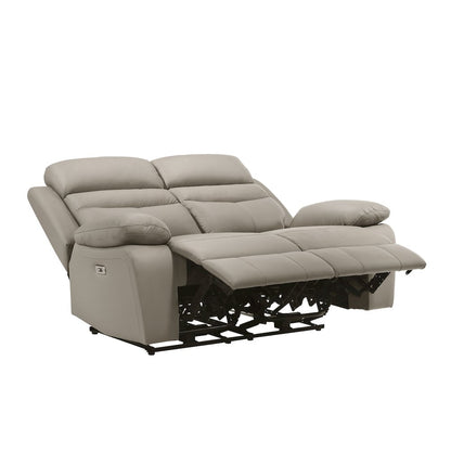Hancock Leather Power Double Reclining Love Seat In Latte