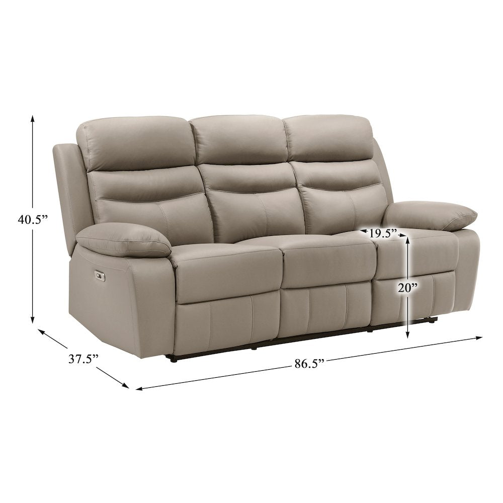 Hancock Leather Power Double Reclining Sofa In Latte