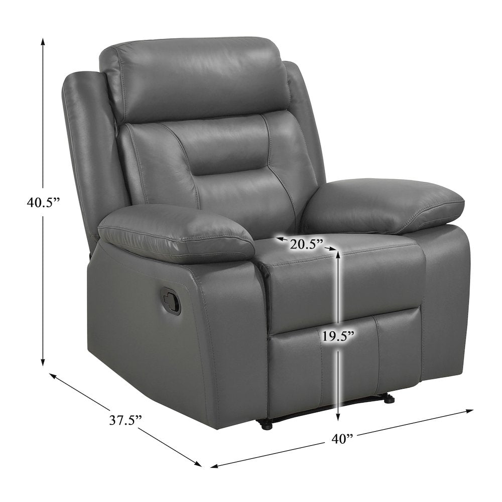 Laconia Leather Reclining Chair In Dark Gray