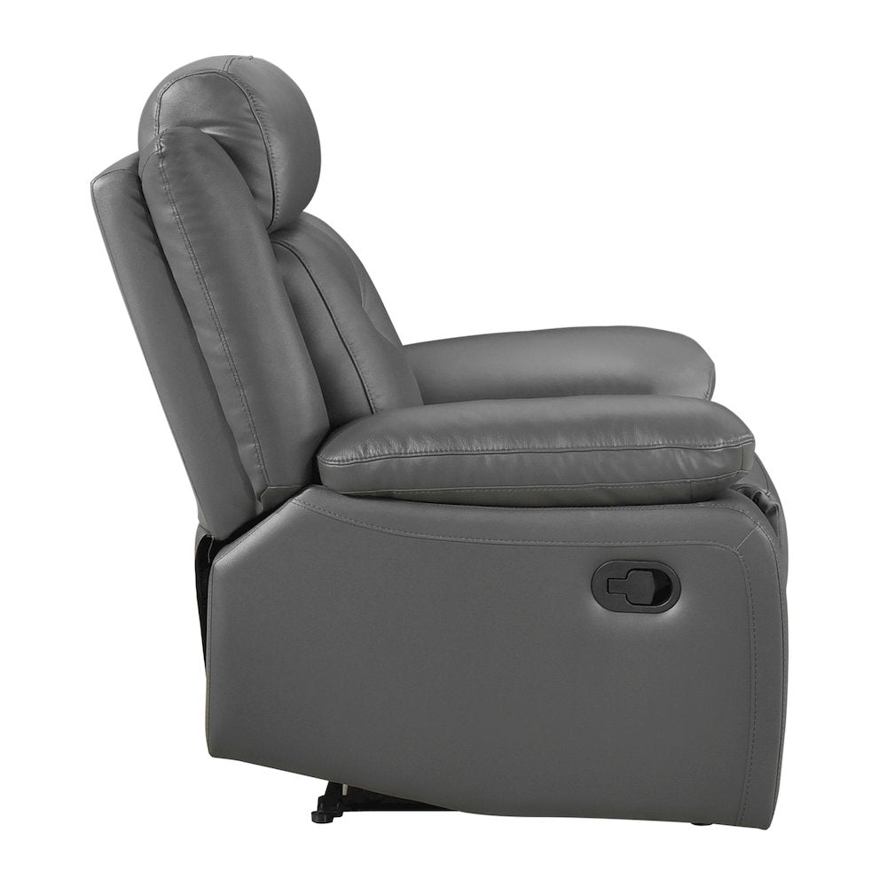 Laconia Leather Reclining Chair In Dark Gray