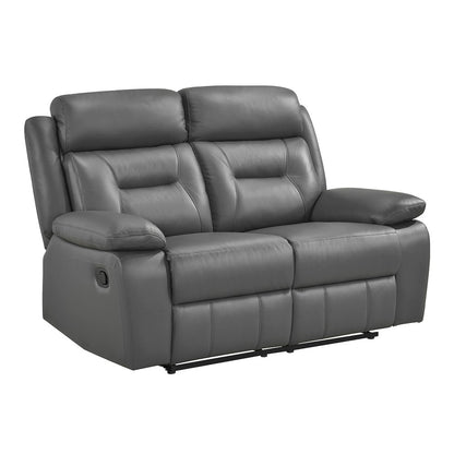 Laconia Leather Double Reclining Love Seat In Dark Gray