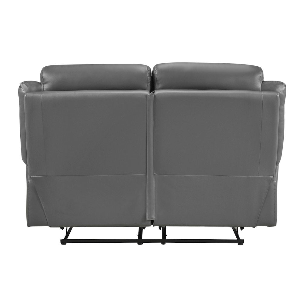 Laconia Leather Double Reclining Love Seat In Dark Gray