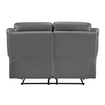 Laconia Leather Double Reclining Love Seat In Dark Gray