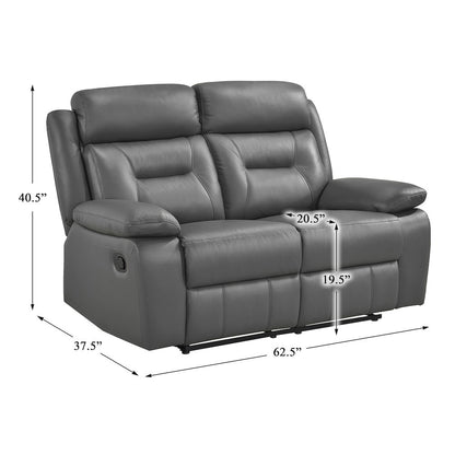 Laconia Leather Double Reclining Love Seat In Dark Gray