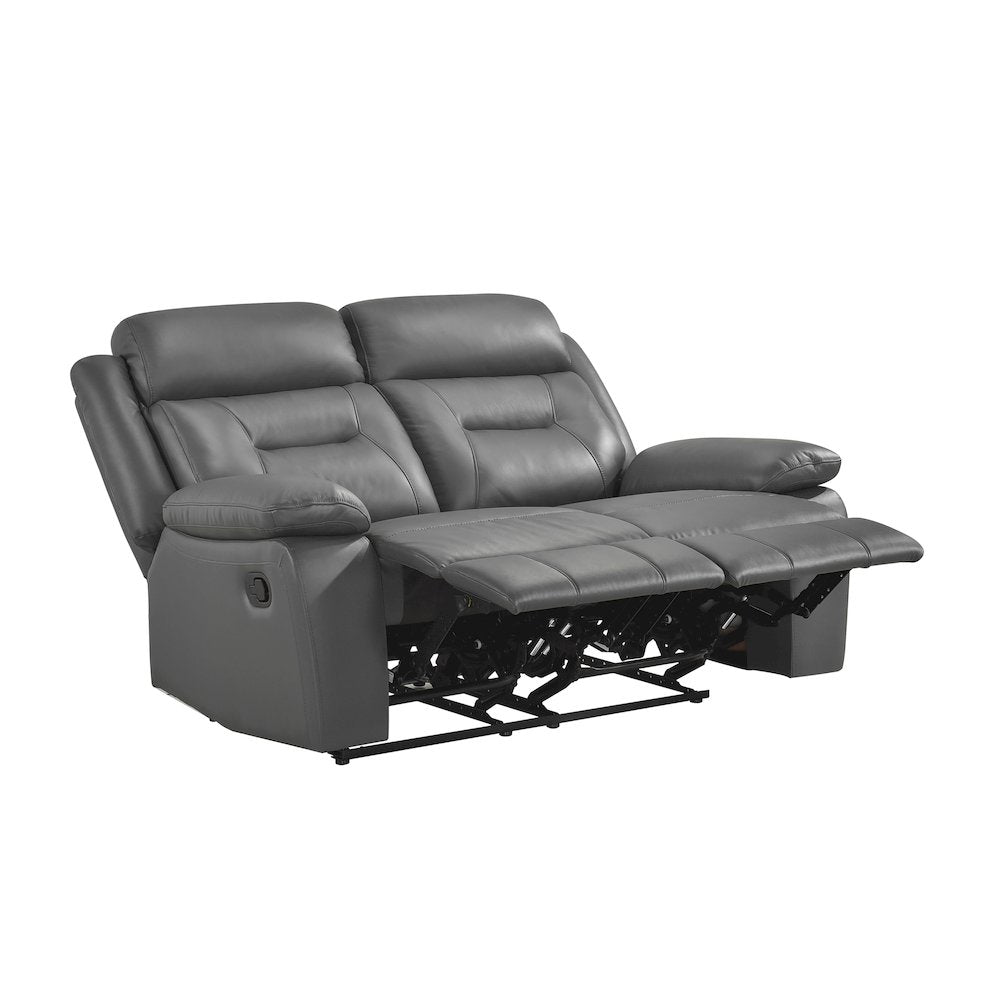 Laconia Leather Double Reclining Love Seat In Dark Gray