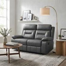 Leather Double Reclining Loveseat Sofa, Recliner Love Seat Couch, Dark Gray