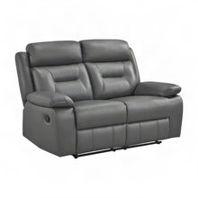 Leather Double Reclining Loveseat Sofa, Recliner Love Seat Couch, Dark Gray