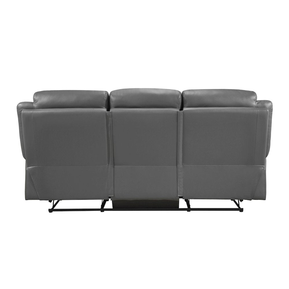 Laconia Leather Double Reclining Sofa In Dark Gray