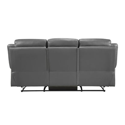 Laconia Leather Double Reclining Sofa In Dark Gray