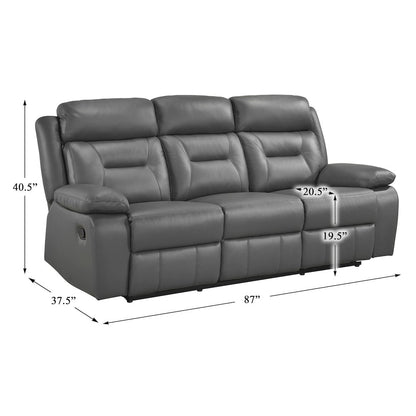 Laconia Leather Double Reclining Sofa In Dark Gray