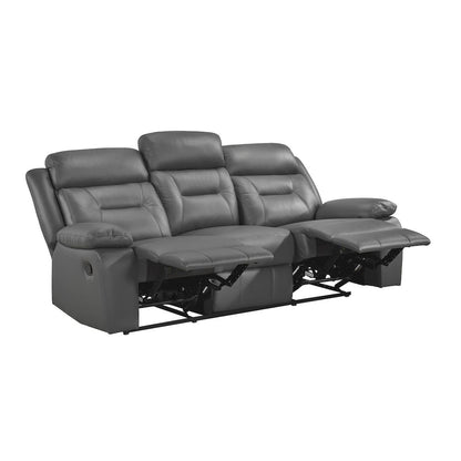 Laconia Leather Double Reclining Sofa In Dark Gray