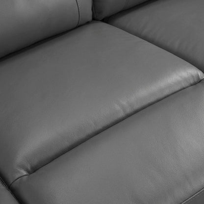 Laconia Leather Double Reclining Sofa with Top Grain for Living Room, Dark Gray