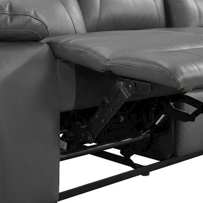 Laconia Leather Double Reclining Sofa with Top Grain for Living Room, Dark Gray
