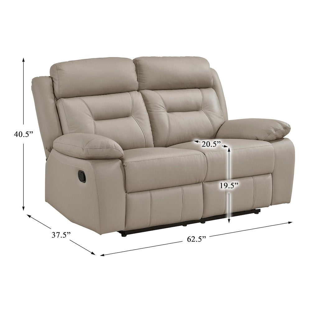 Laconia Leather Double Reclining Love Seat In Latte
