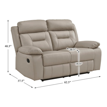 Laconia Leather Double Reclining Love Seat In Latte