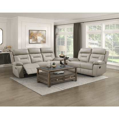 Laconia Leather Double Reclining Sofa In Latte