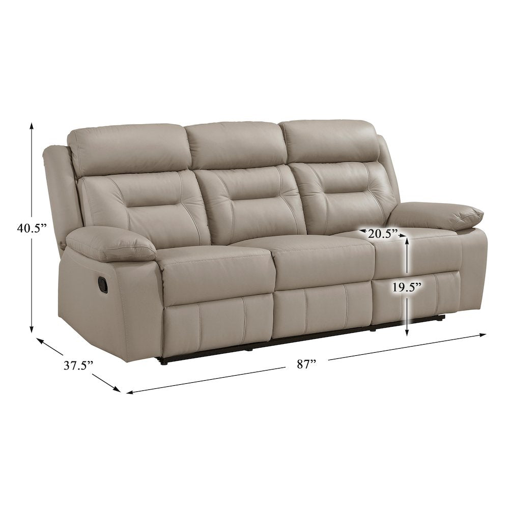 Laconia Leather Double Reclining Sofa In Latte