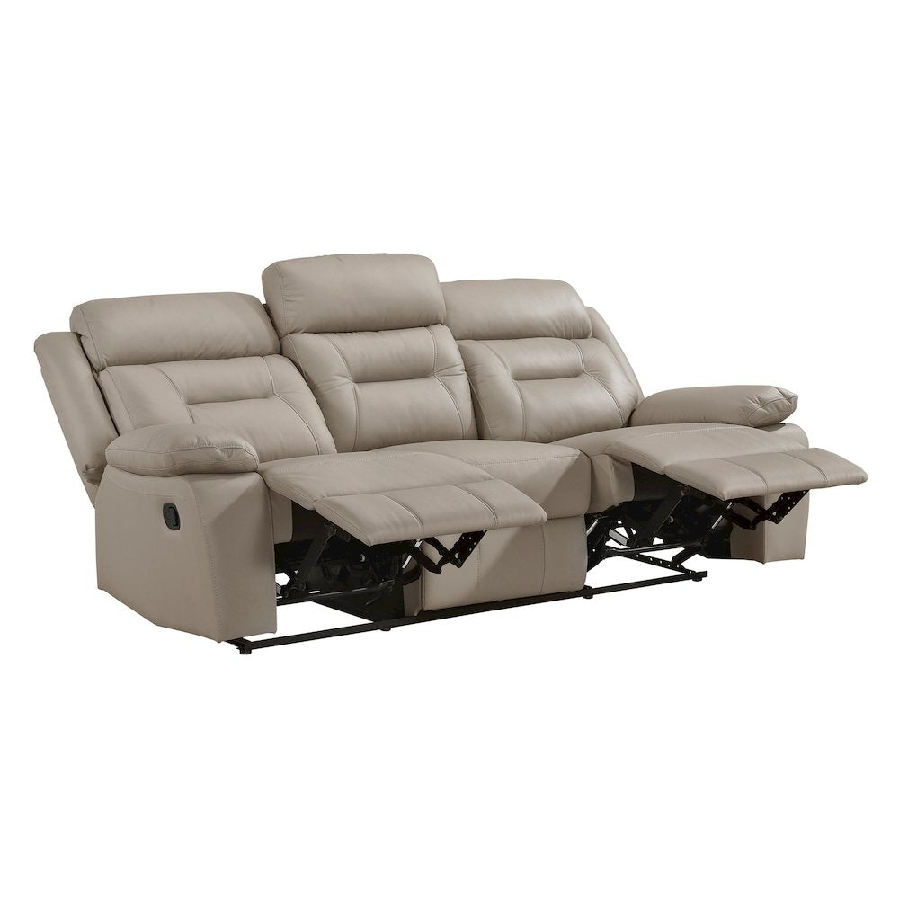 Laconia Leather Double Reclining Sofa In Latte
