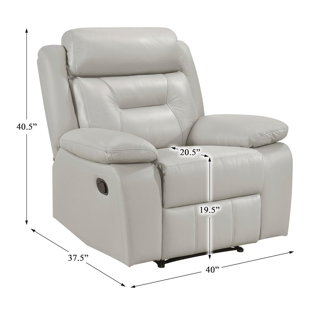Laconia Leather Reclining Chair In Silver