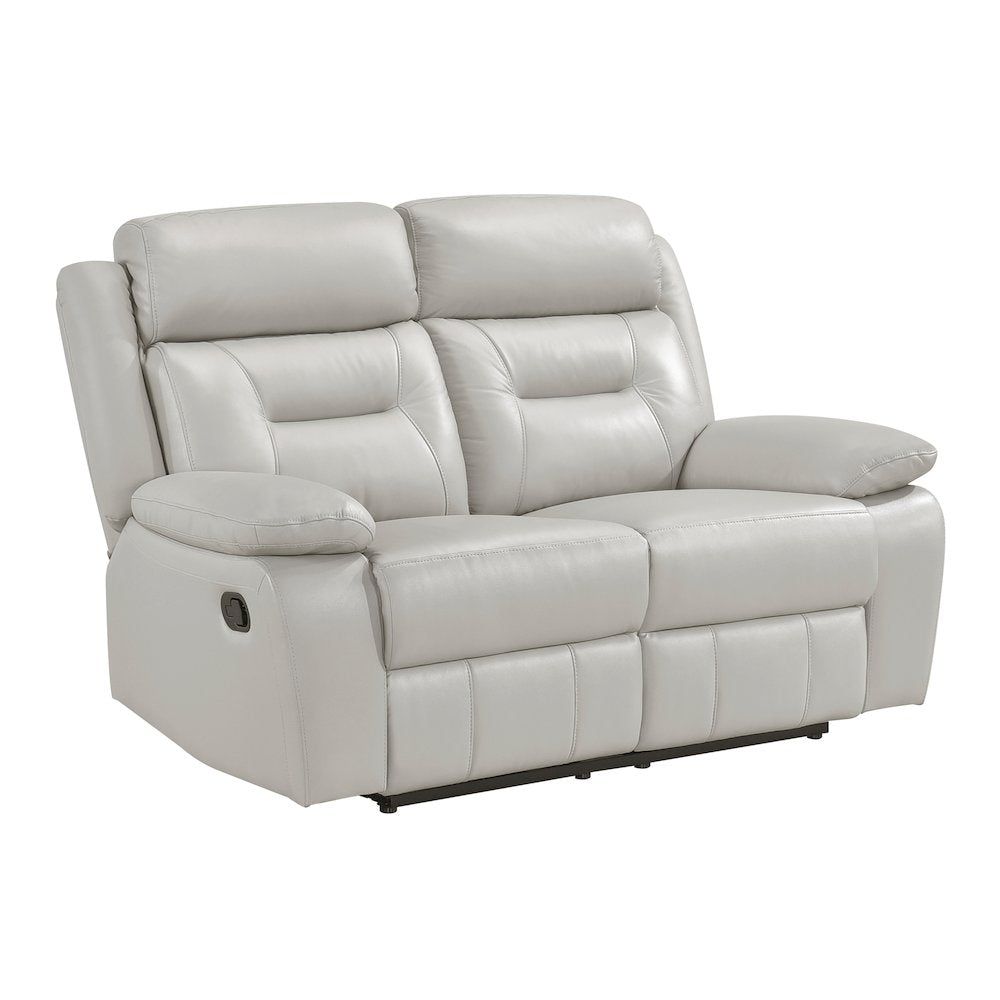 Laconia Leather Double Reclining Love Seat In Silver