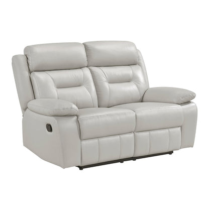 Laconia Leather Double Reclining Love Seat In Silver