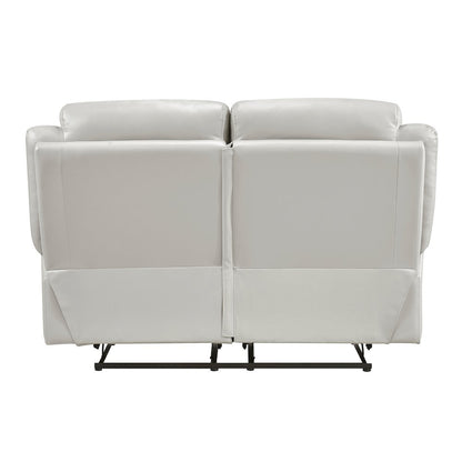 Laconia Leather Double Reclining Love Seat In Silver