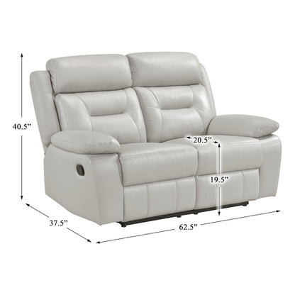 Laconia Leather Double Reclining Love Seat In Silver