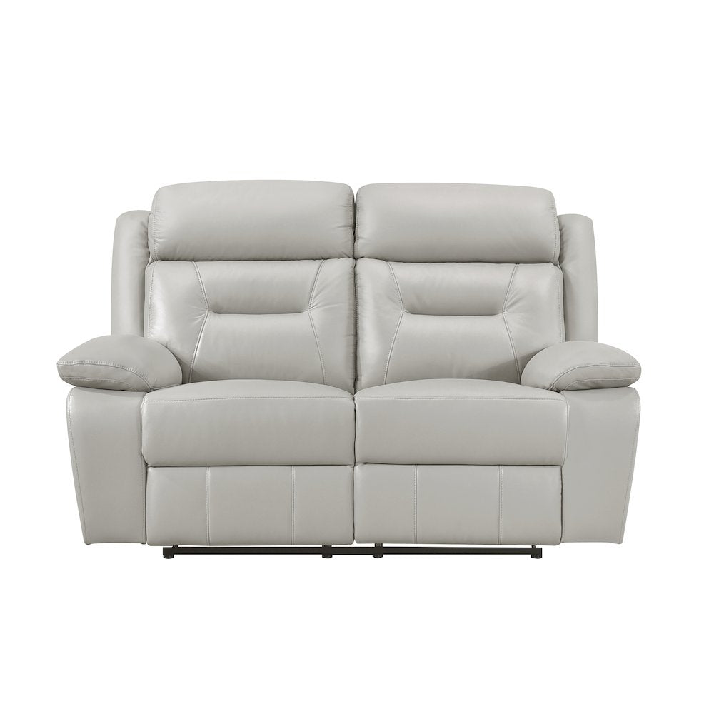 Laconia Leather Double Reclining Love Seat In Silver