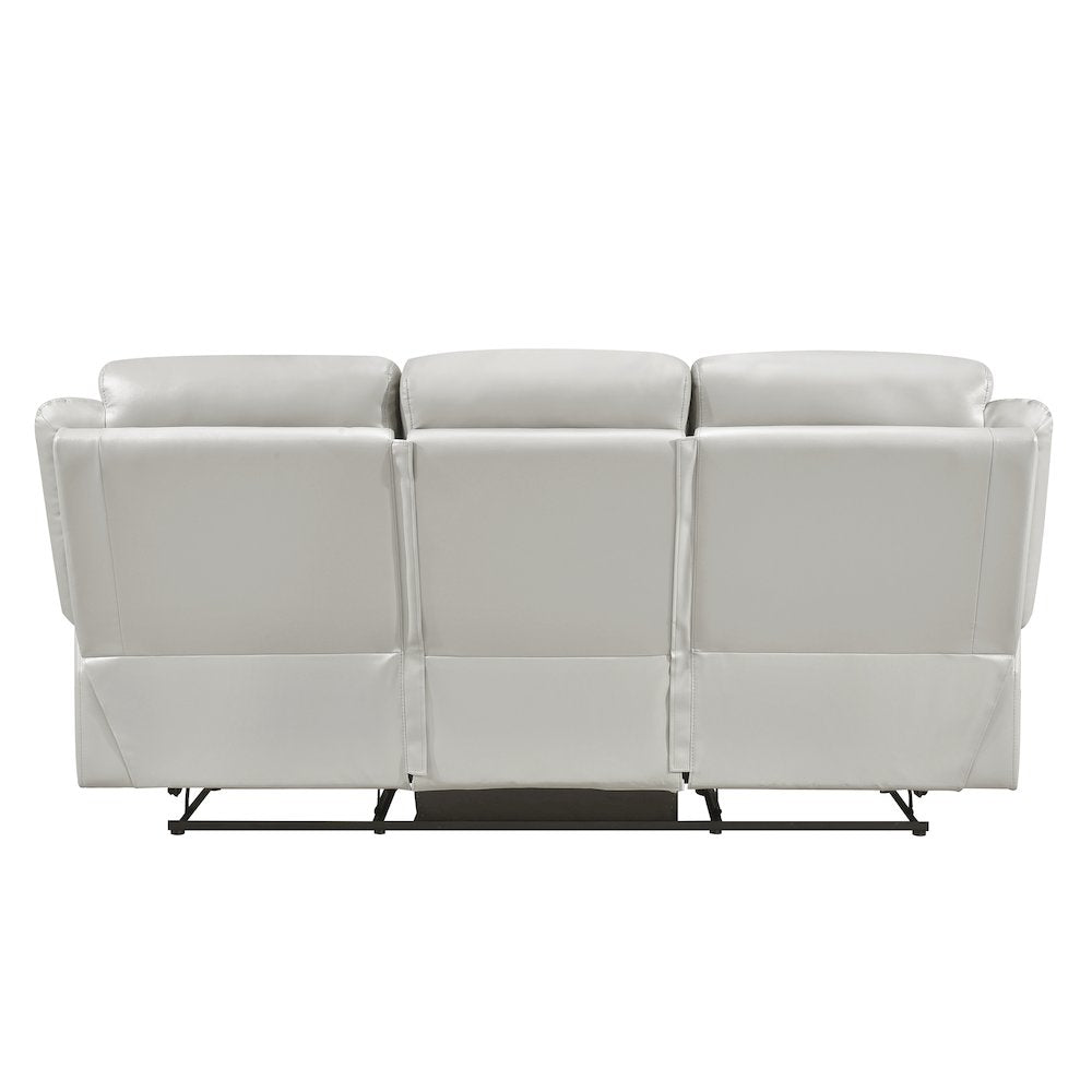 Laconia Leather Double Reclining Sofa In Silver