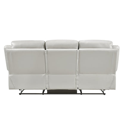 Laconia Leather Double Reclining Sofa In Silver