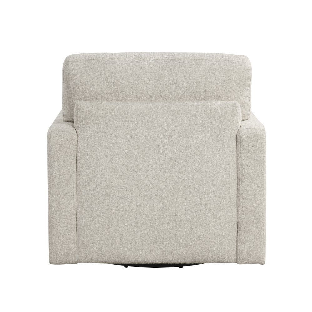 Modern Swivel 35-Inch Chair in Beige Boucle – Unique Chair for Bedroom Use