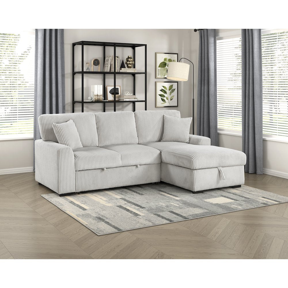 Lexicon Marsh Corduroy 2-Piece Sectional with Right Chaise in Gray