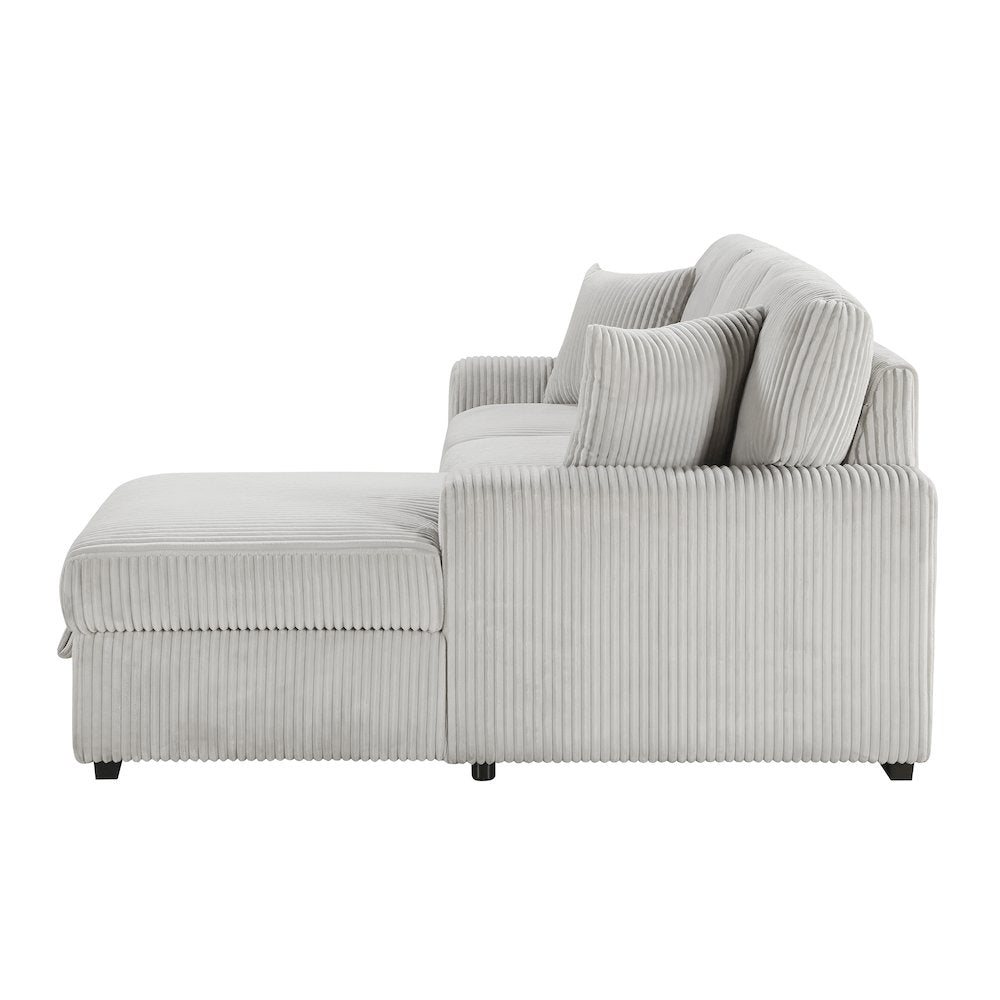 Lexicon Marsh Corduroy 2-Piece Sectional with Right Chaise in Gray